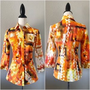 Lafayette 148 NY Manmu Tie Dye Burst Top Blouse